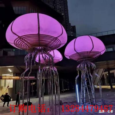 不锈钢发光水母雕塑
