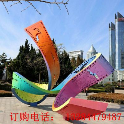 不锈钢彩虹抽象飘带雕塑