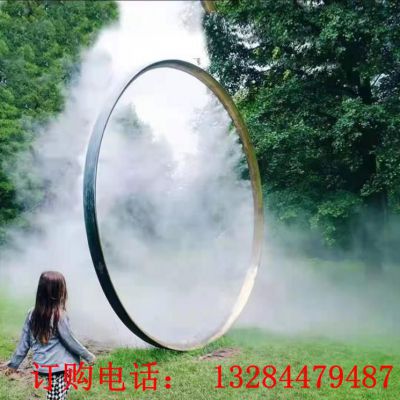 不锈钢圆环喷雾雕塑