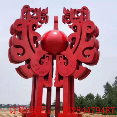 大型不锈钢红色精神雕塑