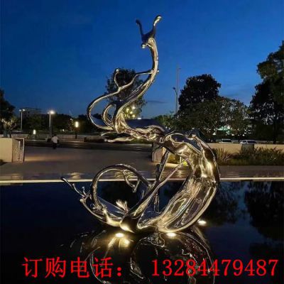 不锈钢异型浪花镜面雕塑