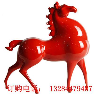 不锈钢红色战马镜面雕塑