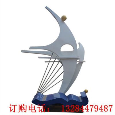 大型不锈钢校园帆船雕塑