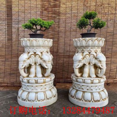 古代大象花盆石雕