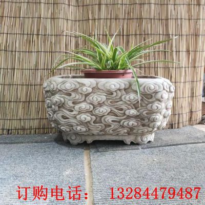 祥云雕刻花盆石雕