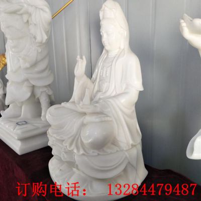 汉白玉观音菩萨石雕