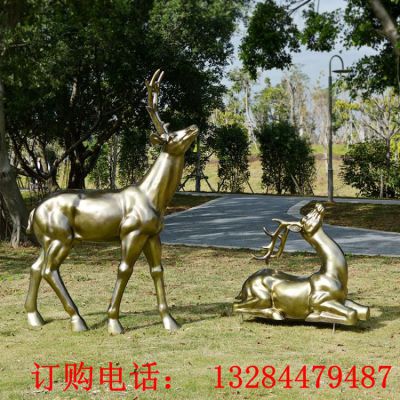 公园梅花鹿铜雕