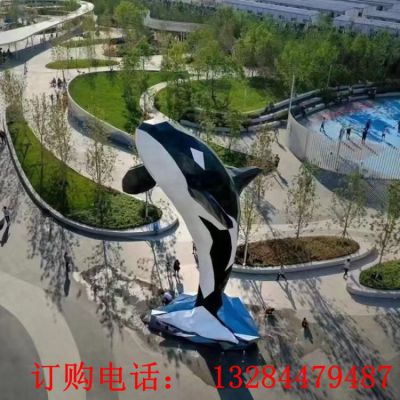 不锈钢几何鲸鱼雕塑