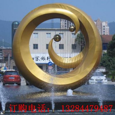 不锈钢圆环水滴雕塑
