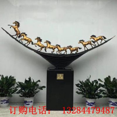 铸铜八骏马铜雕塑