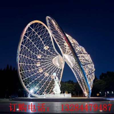 大型不锈钢发光贝壳雕塑