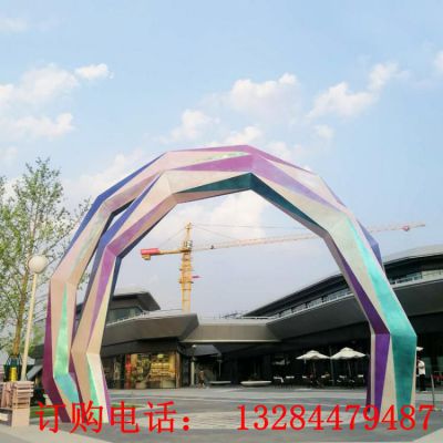 大型不锈钢菱形半圆拱门雕塑
