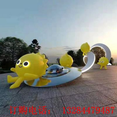 不锈钢发光卡通人物雕塑