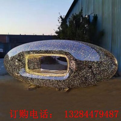 不锈钢发光椭圆镂空雕塑