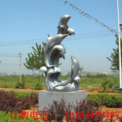 大型不锈钢海豚雕塑