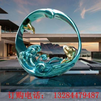 不锈钢圆环浪花雕塑