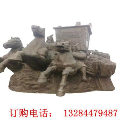 古代人物骑马铸铜雕塑