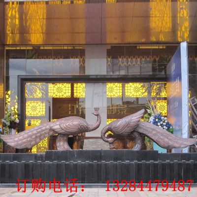 铸铜孔雀水景雕塑
