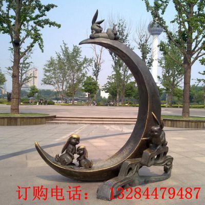 十二生肖兔铸铜雕塑