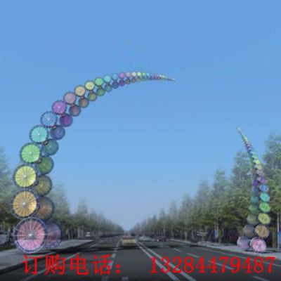 不锈钢彩色拱门雕塑