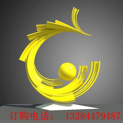 不锈钢抽象圆环凤凰雕塑