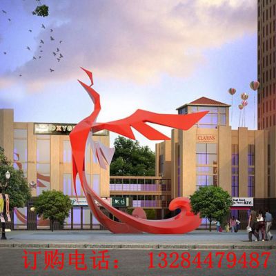 大型不锈钢抽象凤凰雕塑