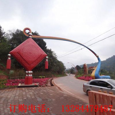 大型不锈钢中国结拱门雕塑