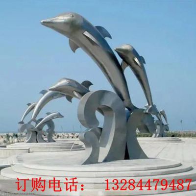 不锈钢海豚雕塑