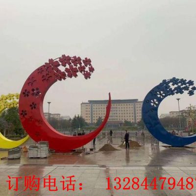 不锈钢樱花圆环雕塑