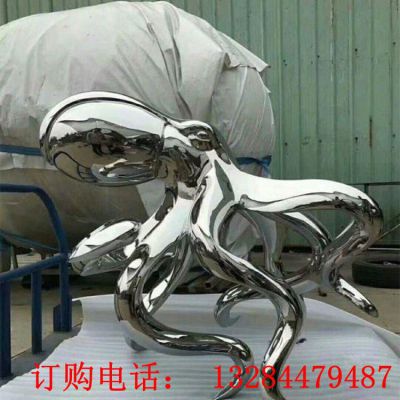 不锈钢镜面章鱼雕塑