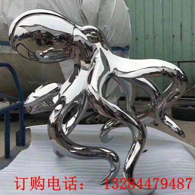 不锈钢镜面章鱼雕塑