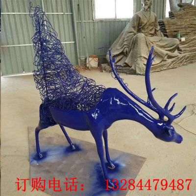 不锈钢抽象半身拉丝鹿雕塑