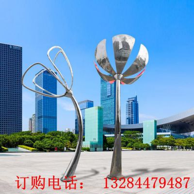 不锈钢镜面花朵雕塑