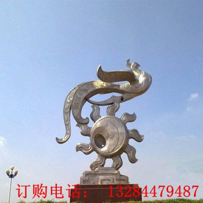 不锈钢抽象凤凰太阳雕塑
