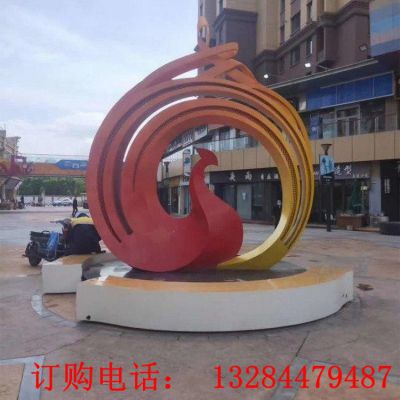 不锈钢凤凰圆环雕塑