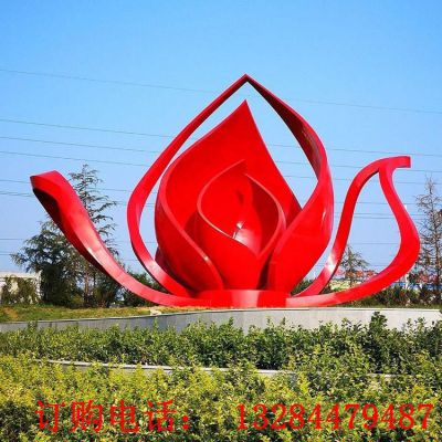 大型不锈钢抽象花朵雕塑
