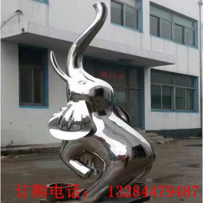 不锈钢镜面大象雕塑