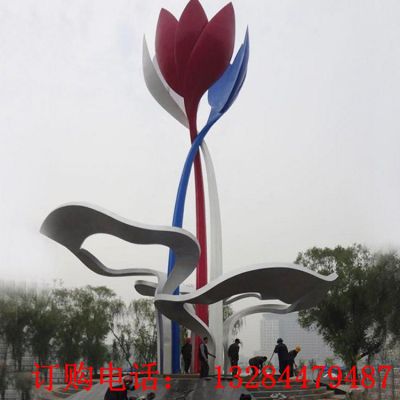 不锈钢抽象荷花雕塑