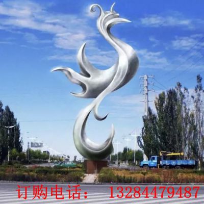 大型不锈钢抽象凤凰雕塑