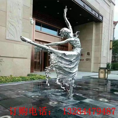 不锈钢镜面跳舞少女雕塑