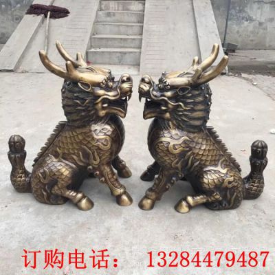 铸铜麒麟雕塑