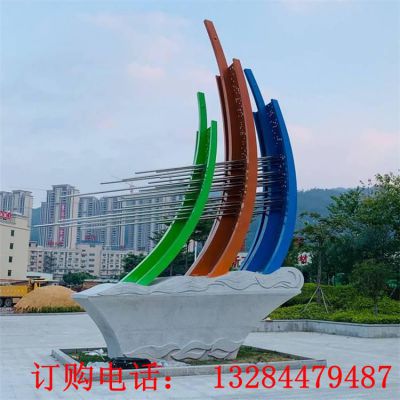 不锈钢抽象帆船雕塑