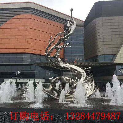 不锈钢镜面浪花雕塑