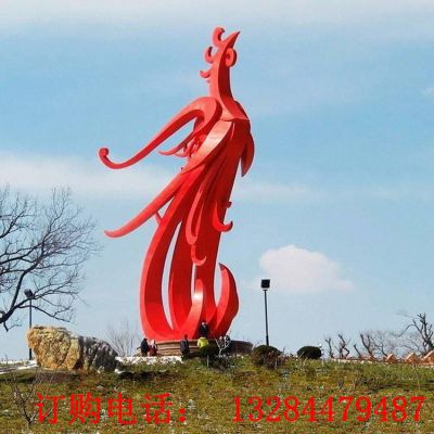 大型不锈钢抽象凤凰雕塑