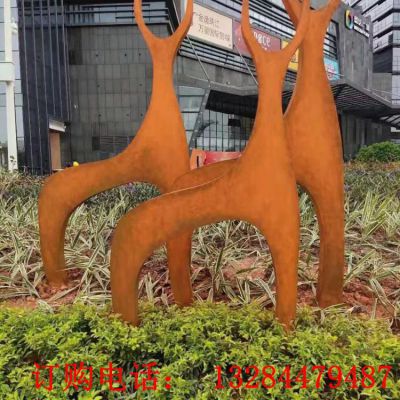 不锈钢抽象鹿雕塑