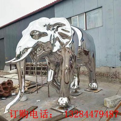 不锈钢镜面大象雕塑