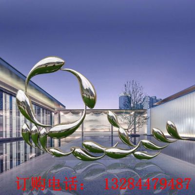 不锈钢镜面鱼群雕塑