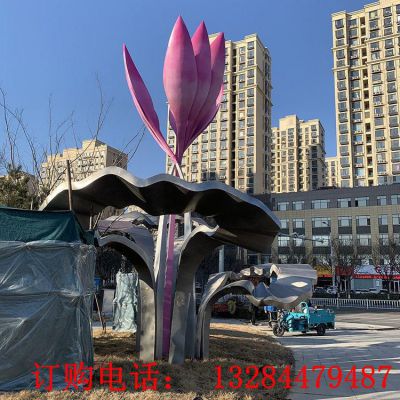 大型不锈钢荷花雕塑