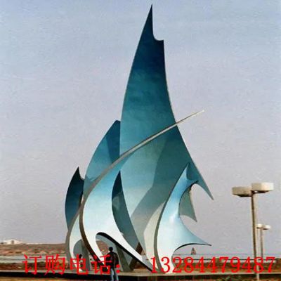 大型不锈钢帆船雕塑