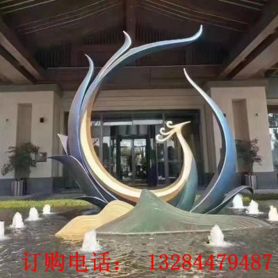 不锈钢抽象凤凰圆环雕塑